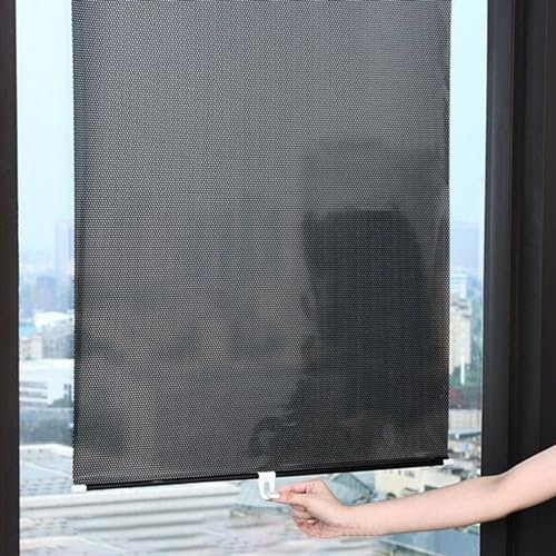 Sonnenschutz Rollo Saugnapfes Rollo Fensterrollo Ohne Bohren Rollos mit Saugnäpf Einziehbarer Sonnenschutz Verdunkelungsrollo Sichtschutz UV-Schutz für Fenster,Balkon ,Büro,Zuhause (45x125cm)