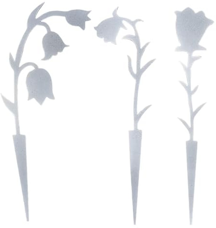 LOVIVER 3X Maiglöckchenstecker Blumenstecker Deko Metall Kleine Gartenstecker für Pflanzen für Rasen Blumentopf Hof Indoor Outdoor, Weiß