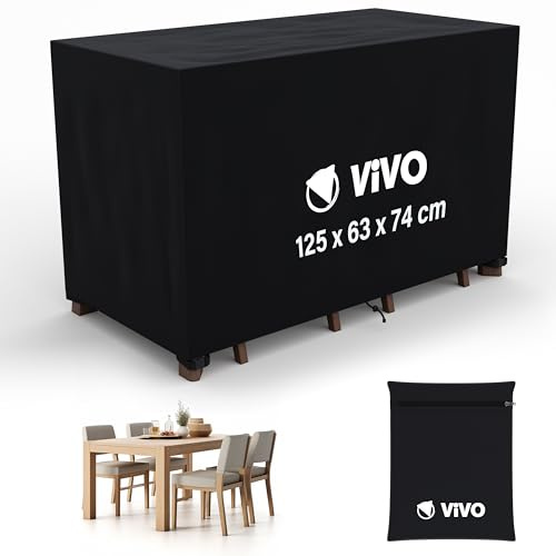 Garden Furniture Covers 125x63x74cm Rattan Sofa Table Chair Set Cover Tear Resistant Oxford Fabric 420D Heavy Duty Oxford Fabric Anti-UV Outdoor Patio Table Cover with Air Vent for Chair and Table