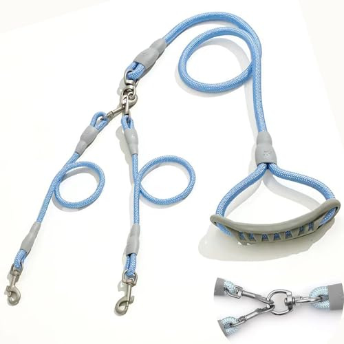 AKEISHE Double Dog Leash with 360° Swivel No Tangle, Heavy-Duty Dual Dog Leash for Walking, Running, or Training, Detachable Nylon Lead for Small, Medium & Large Dogs