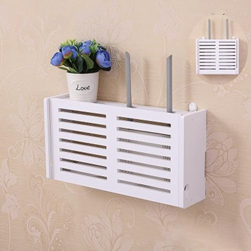 LVYXON WiFi Router Box, Wall Mounted WiFi Cable Box Shelf Cord Cover Organizer, PVC Router Storage Wall Shelf