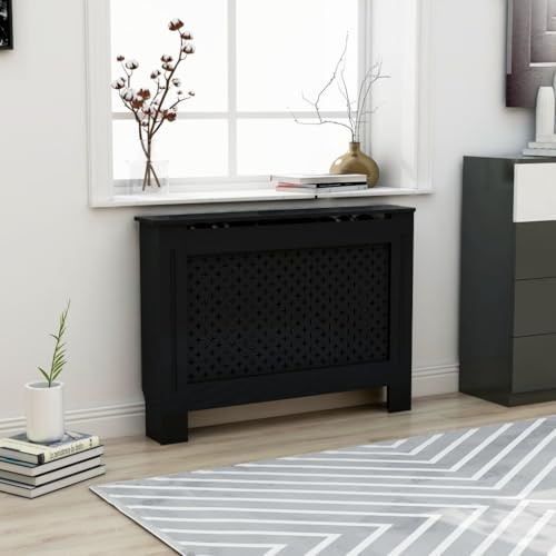 Lauuoeriau Accesorios para electrodomésticos, accesorios de radiador de calefacción, cubierta de radiador, color negro, 112 x 19 x 81,5 cm, MDF