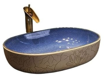 Lavabo Salle de Bain Lavabo domestique en céramique, lavabo de comptoir de sculpture d'art Antique, évier simple, salle de bains, lavabo de balcon Vasque à poser