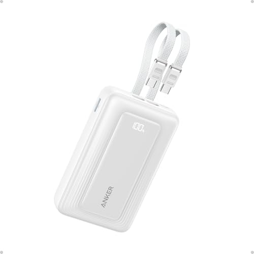 Anker Power Bank, 20,000mAh 45W Portable Charger,Dual Built-in USB-C Cables | 20,000mAh Battery Pack with Dual Built-In Cables, USB-C and USB-A Ports, for iPhone 17 / 16 Series, Galaxy, MacBook, and More