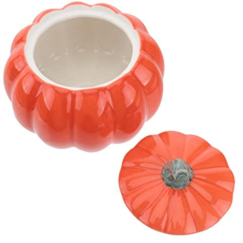 Cabilock 2 Juegos Copa De Calabaza Plato De Calabaza Tarros De Avena Durante La Noche Plato De Cacerola Contenedores De Harina y Dispensador De Jarabe De Café Bol Orange Cerámica