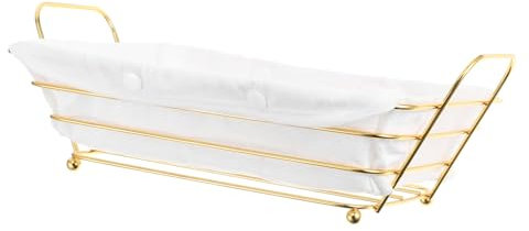CHILDWEET Gold Rectangle Wire Storage Basket Metal Fruit Bread Bin Decorative Food Tray for Tabletop Serving and Kitchen Organization
