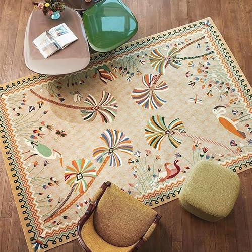 XESZIEO Klassisch Teppich Läufer Flur,Waschbar Kurzflor Küchenläufer,Schlafzimmer Bettvorleger für Wohnzimmer Flur Waschküche Eingang,Vintage-Farbe, 90 x 150cm