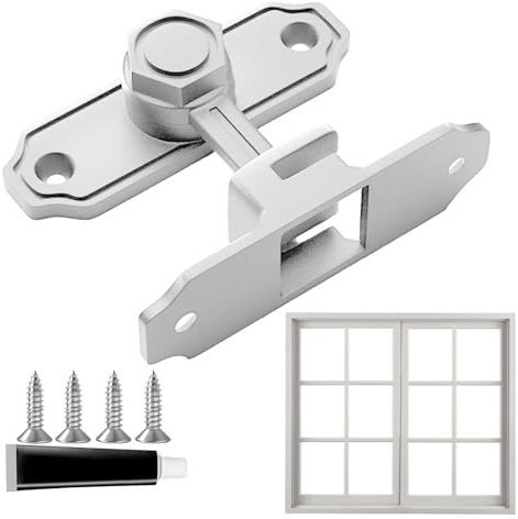 Bloqueo de puerta corredera - Pantalla de alto rendimiento - Bloqueo de gancho de seguridad, tornillos de seguridad, bloqueo de puerta, bloqueo de trineo de garaje con 4 tornillos, 1 adhesivo para