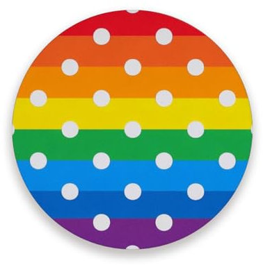Sottobicchieri rotondi in ceramica a pois arcobaleno per portabicchieri resistenti al calore, decorazione decorativa per soggiorno con retro in sughero