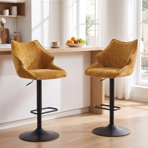 Ya-Home Lot de 2 Tabourets de Bar Pivotant 360°, Jaune
