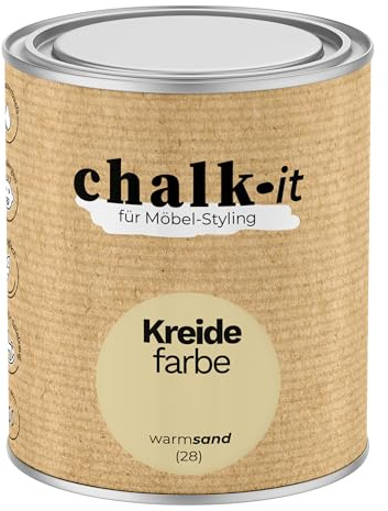 chalk-it Kreidefarbe 750ml (28) Warm Sand Möbel Farbe Shabby Chic Holzlack | Natur Vintage Look Möbellack Erfüllt EN71-3 Sicher Kindermöbel Spielzeuge