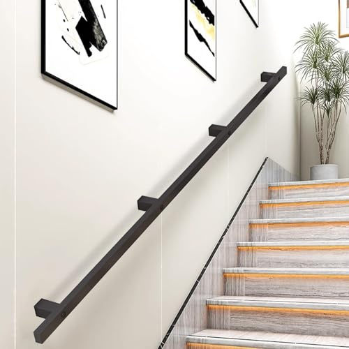 MSHGSKU Ringhiera per Scale Moderna da 1 Piede a 20 Piedi, corrimano per Scale, Asta di Supporto di Sicurezza - Kit Completo Corrimano in Ferro battuto Nero per gradini Interni ed Esterni