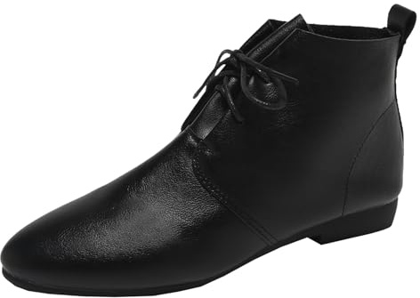 Women's Ankle Boots Retro Western Style with Pointed Toe Flat Heel for Elegant Autumn Fashion, Women's Stylish Long Shaft Comfort Boots, Warm Block Heel Comfortable Wellington Boots, black, 7 UK