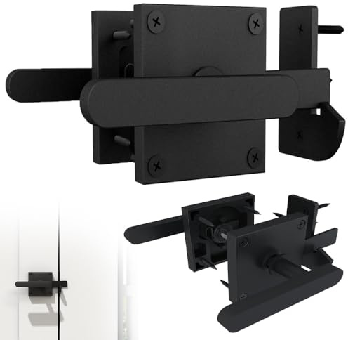 BIZOI Double Side Gate Latch, Heavy Duty Aluminum Door Latch Gate Hardware, 2 Way Gate Latch for Wooden Gates, Gates Hardware for Yard, Fence, Garden, Pool, Backyard, Shed with 11 Screws