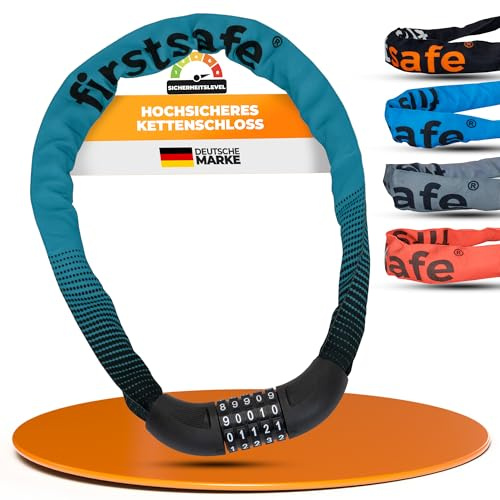 firstsafe® Fahrradschloss Kettenschloss 100 cm mit 5-stelligem Zahlencode – Hochsicheres Zahlenschloss für Fahrrad, Kinderfahrrad & E-Scooter | Schloss mit Code & hoher Sicherheit (Mintgrün)