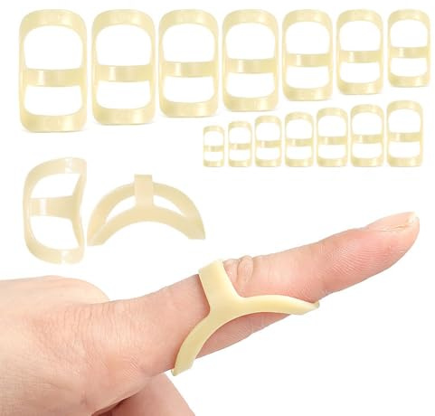 XFSRG 14 Stück Fingerschiene Mittelfinger Kleiner Finger & Ringfinger Fingerschutz Ovale Wasserdichter Mallet-Finger Splint für Schlegelfinge Arthritis Finger Fingergelenkschutz (1~14)