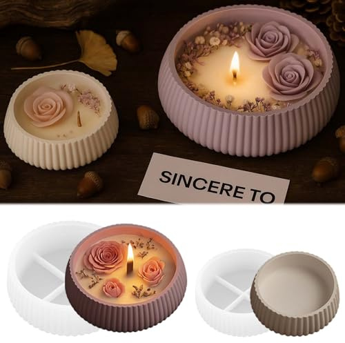 2 Stück Silikonformen Schale FORMVERSITY, Silikonformen Gießformen Tablett Epoxidharz Formen Aromatherapie, Silikon Gießform Aufbewahrungsbox, Schale Silikonform Tablett mit Rillen für Gips, Kerzen