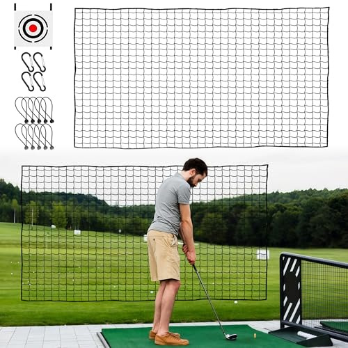 Golf Übungsnetz 3 x 6m mit 2,54cm Maschen Polyester Ballfangnetz mit Zielplane10 Ballbänder und 4 Karabiner Volleyball Netz Fangnetz für Fussball Rugby Ball Tennis Baseball