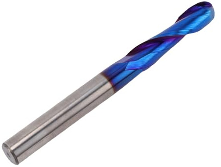 Luocute Fresa a Punta Sferica, Punta per Fresa a Spirale in Carburo con Gambo da 1/4 di Pollice con Rivestimento Nanoblu per Fresatura CNC di Legno e Plastica, Scanalatura Intaglio 3D,
