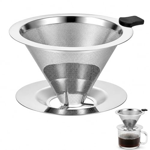 Edelstahl Kaffeefilter,Kaffeefilter Wiederverwendbar,Kaffeefilterhalter | Papierloserkaffeefilter,Kaffee Filter,Permanent Handfilterkaffeefilter,Handfilter Kaffee Zum Übergießen Von Kaffee
