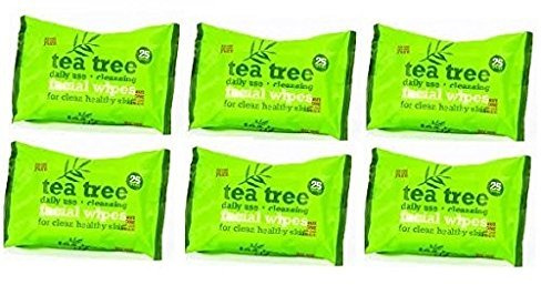 Tea Tree Daily Use Cleansing Facial Face Make Up Wipes (6 x 25 Packs) by Tea Tree