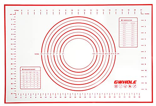 GWHOLE Silikonmatte Backmatte Silikon Teigmatte Wiederverwendbar Antihaft Rutschfest mit Messung, 60 x 40 cm