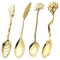 Fun Teaspoon Set, Gold Royal Tea Spoon Gift Coffee Spoons in Coconut Tree/Leaves/Branches/Mulberry Shape for Dessert Sugar Ice Cream(4 pcs)