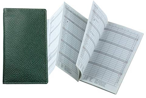 DELMON VARONE - Personalisierbarer Faltkalender 2026 DIN A6 Soft Grain Leder grün - Terminplaner (1 Monat 2 Seiten) Lederhülle - Kalender Monatsübersicht & Adressenheft - Echtleder Monatsplaner