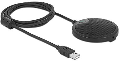 Delock USB Konferenzmikrofon Kondensator Mikrofon 360 Grad Omnidirektional Ideal für Aufnahmen von Meetings, Plug & Play, 20672, Schwarz