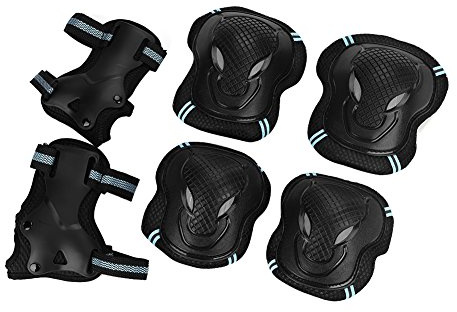 Sets de Protection Roller Enfant Adulte Genouillères Coudière Protège-Poignet Réglable Kit de Sport Protections pour Vélo Roller Patinage BMX Skateboard Trottinette 6 Pcs Sport Équipement