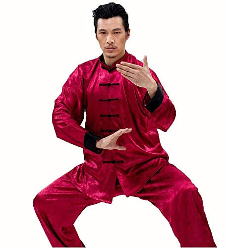 BODHIS Herren-Tai-Chi-Kleidung, Hemd, Damen, Zen-Meditationskostüm, weich, langärmelig, für Erwachsene, Kung-Fu-Seidensatin, atmungsaktiv, Taekwondo, Sanda, Kampfsport, verblass