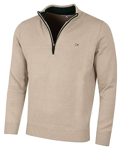 Calvin Klein Golf Herren Baumwollpullover - Latté - XL