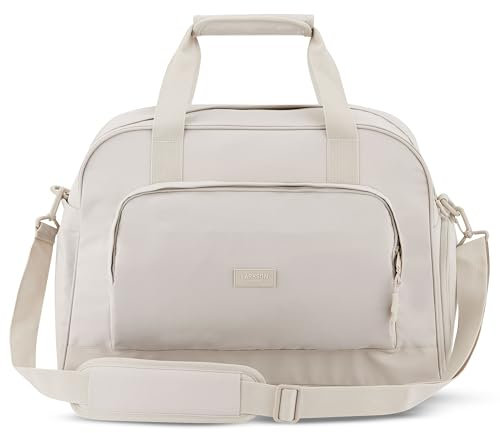 Larkson Weekender Damen & Herren Beige - Finja Large - Stylische Reisetasche Handgepäck mit Schuhfach - Travel Bag aus Recyceltem PET - Wasserabweisend