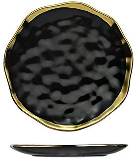 Piatti piani Piatto in ceramica nordica Macedonia di frutta Piatti natalizi Piatti d'oro Set da tavola in porcellana nera Vassoi rotondi a pagamento Piatto decorativo per