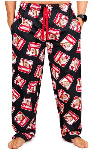 Disney Pyjamasbyxor för män, pyjamas, myskläder, nattkläder, tonåringar, bekväma, mjuka byxor, loungebyxor med fickor, nattkläder, gåvor för män, Multi Grumpy, L