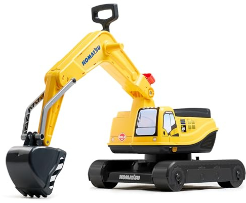 FALK - Escavatore - Komatsu - Escavatore e secchio articolati, cabina rotante - Casco Incluso - Made in France - 146 - Giallo - Da 3 anni