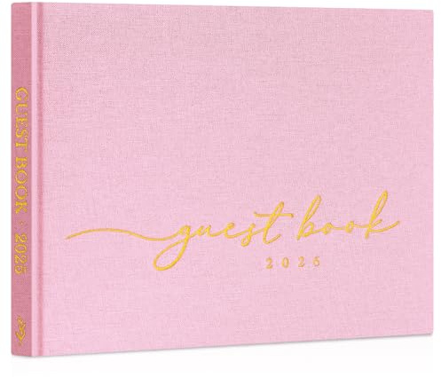 Lanpn Wedding Guest Book 2026 - Linen Hardcover Polaroid Guestbook Wedding Reception with 108 Blank Pages for Sign in and Photos - Guest Book for Wedding Bridal Shower Baby Shower Party (Pink)