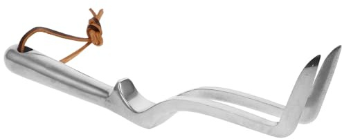 OUNONA Râteau de Jardin Manuel en Métal Manche Ergonomique, Petit Râteau à Main pour Ameublir et Désherber Les Plates-Bandes, Outil de Jardinage Compact pour Jardin et Randonnée,