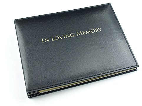 in Loving Memory Condolence Book - 50 Loose Leaf Pages with Gold Gilt Edges & Storage Box - Memorial Guest Book with 750 Message Lines & Keepsake Pocket - for Funeral Services (Black, 265x195mm)