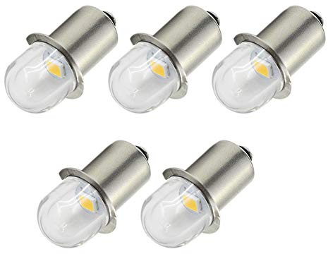 Ruiandsion - Lot de 5 ampoules LED de rechange pour lampe de poche P13.5S - Blanc chaud - 6 V - Masse négative