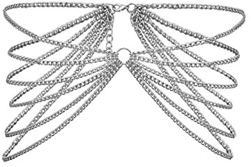 Mesnt Kettengürtel für Frauen Taillenkette für Kleid Körperkette Silber Mehrschichtige Kette Taillenkette, Bauchkette, Hüftkette, Kettengürtel, Körperkette, Silber