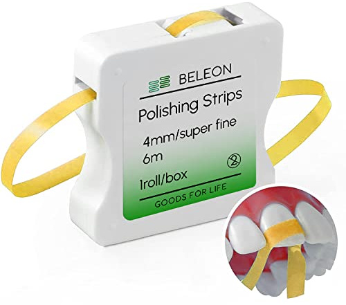 BELEON Dental Polishing Strips - Tooth Polisher Dental File for Teeth Sanding Grinding Deep Teeth Cleaning Tool Tooth Polish Abrasive Strip Oral Care Cleaning Tool - Super Fine 1 Roll 4mm x 6M
