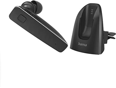 Hama MyVoice2100 Bluetooth Headset One-Ear Mono Headset Bluetooth 5.0, 80 Hours Battery, Wireless Headset for 2 Devices, Ear Hook S/L, Ideal for Glasses Wearers, In-Ear Ear Pads S/M/L, Charging Cable