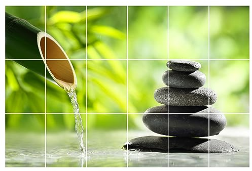 GRAZDesign Fliesenaufkleber Bad & Küche 15x20cm - 18 Stück | Motiv Wellness wasserfeste & selbstklebende Klebefliesen | Fliesenfolie 90x60cm