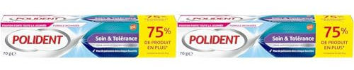 Polident Crema Fijativa para Prótesis Dentales Parciales/Completas Cuidado y Tolerancia 77 g (Paquete de 2)