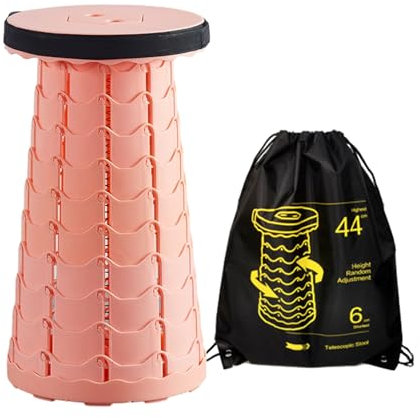Tragbarer Klein Klapphocker Camping Hocker Belastung 100 Kg Mit Tasche für Unterwegs Musikfestival Sitzen Oder Auch Als Tisch (Hellrosa)