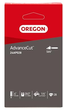Oregon Mini Catena Compatibile con la Motosega Stihl GTA26 con Barra di Guida da 14 pollici (10 cm), Passo da 1/4, 28 Maglie di Trasmissione, Calibro da 1,1 mm, Assicura un Basso Contraccolpo (24AP)