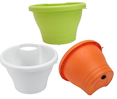 POPETPOP Lot De 3 Pots De Fleurs Suspendus Tubulaires Trous De Drainage pour Balcon Et Intérieur, Grand Format, Plastique Solide, Jardinières Murales Verticales Décoratives pour Plantes