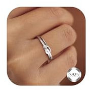 LOLIAS Ring Silber 925 Damen Daumenring Silber 925 Verlobungsring Promise Ring Engagement Liebesknoten Ringe Frauen Damenring Silberringe Silber Ring für Damen Schmuck Größe 52-65