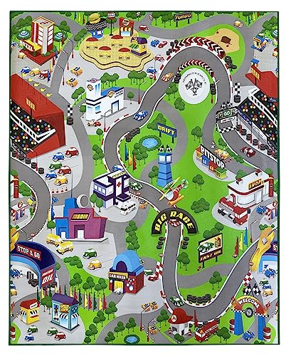 Acomoda Textil – Alfombra Infantil Impermeable y Acolchada para Aprender y Jugar 120x200 cm. Alfombra Antideslizante y Duradera de Fácil Limpieza para Dormitorio y Salón. (Carretera)